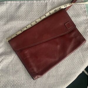Anne Klein Burgundy Leather Clutch